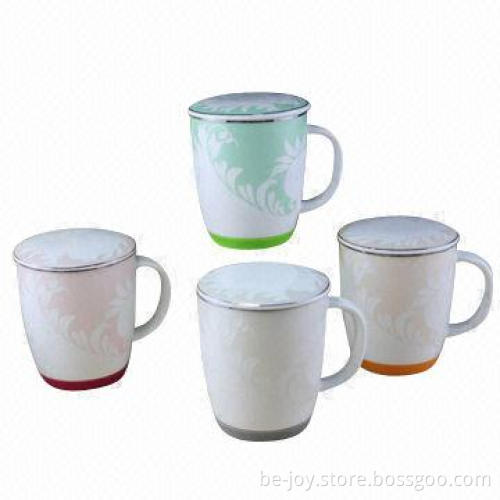 11oz porcelain mug with lid, various artworks are available, OEM orders are welcome